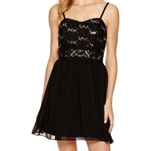 MACY'S BCX Elegant Black Strapless Dress with Sequins, size 5